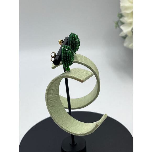 Sachin & Babi Mint Threaded Beaded Audra Large Hoop Earrings - Picture 3 of 11